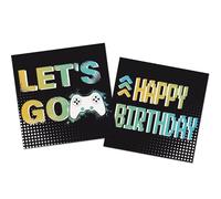 Folat 24967 Decoración de Fiesta de videojuegos - Servilletas - Level Up - 33 x 33 cm - 20 piezas - Vajilla para fiesta de cumpleaños Gaming