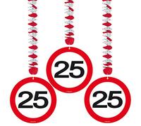 Folat - 25 Perchas de señal de tráfico de cumpleaños - 3 piezas