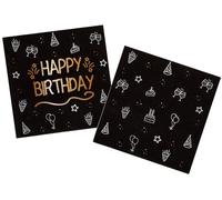 Folat 25047 Fiesta Cumpleaños Decoración Negro Oro Plata Servilletas - Shining Glam - 33 x 33 cm - 16 piezas