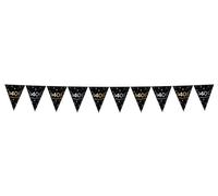 Folat 25067 Fiesta Cumpleaños Decoración Negro Oro Plata Guirnalda de banderines - 40 - Shining Glam - 4 metros