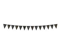 Folat 26838 Fiesta Cumpleaños Decoración Negro Oro Plata - Guirnalda de Banderiness - Shining Glam - 4 metros - Para cumpleaños, aniversarios, incluidas pegatinas con números 0 al 9 de 0 a 99 años