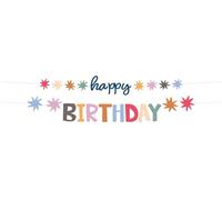Folat 26863 Decoration White with Colourful Star Letter Garland Set, Happy Birthday Starburst, 1.5 Metres, Cheerful and Colourful for Children and Adults, Birthday, Multicoloured