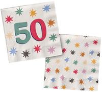 Folat 26878 Decoración de cumpleaños blanca con estrellas de colores - Servilletas - 50 - Starburst - 33 x 33 cm - 20 piezas - Vajilla de fiesta alegre y colorida para cumpleaños de niños y adultos