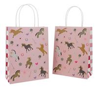 Folat 27508 Decoración de Cumpleaños de Caballos Rosa - Bolsas de regalo - Happy Horses - 20 x 27 cm - 6 piezas - Decoración de fiesta de caballo
