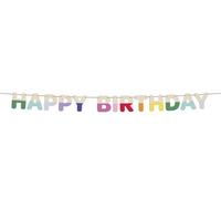 Folat 27786 Decoración de cumpleaños y fiestas coloridas - Guirnalda de Letras - Madera - "HAPPY BIRTHDAY" - Stripetastic - 4 m - Artículos de fiesta para niños y adultos