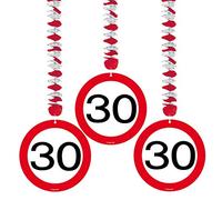 Folat - 30 perchas de señal de tráfico de cumpleaños - 3 piezas