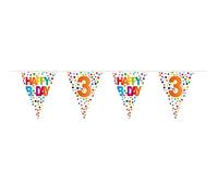 Folat - 3er Cumpleaños Guirnalda de Bunting Dots Happy Bday - 10 m