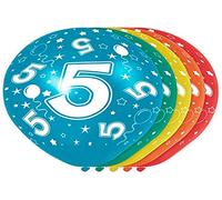 Folat - 5 Año Helio Adecuado Metálico Globos para Fiesta Decoración - Multicolor - 12In/30cm - 5 piezas