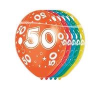 Folat - 50 Año Helio Adecuado Metálico Globos para Fiesta Decoración - Multicolor - 12In/30cm - 5 piezas
