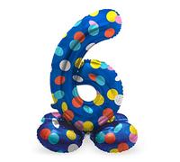 Folat 63976 Globo de Aluminio Número Figura 6 Colorful Dots Multicolor 72 cm - decoración globos para cumpleaños, aniversario (no se necesita helio)