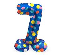 Folat 63977 Globo de Aluminio Número Figura 7 Colorful Dots Multicolor 72 cm - decoración globos para cumpleaños, aniversario (no se necesita helio)