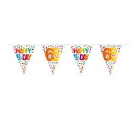 Folat - 65.o cumpleaños Happy Bday Dots Bunting Garland - 10 m