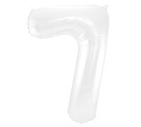 Folat 65997 Globo de Aluminio Número Figura 7 Blanco Metalizado Mate 86 cm - decoración globos de helio para cumpleaños, aniversario