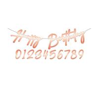 Folat 67008 Letter Banner Elegante Rubor exuberante 14cm-1 m, color oro rosado