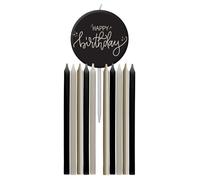 Folat 68691 Decoración de cumpleaños Negro, Crema, Dorado Champán - Juego de velas - Crème Noir - 9,5 cm - 11 piezas - Una decoración de feliz cumpleaños elegante y encantadora