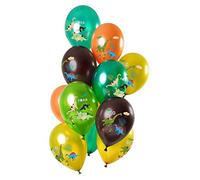 Folat 68870 Globos Dinosaurio Verde Metálico 30cm - 12 piezas Globos de látex para Aire y Helio para Fiestas infantiles y Cumpleaños