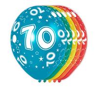 Folat - 70 Año Helio Adecuado Metálico Globos para Fiesta Decoración - Multicolor - 12In/30cm - 5 piezas