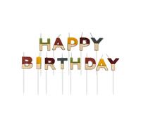 Folat B.V.- Folat 24209 Juego de Velas 'Happy Birthday' Comfy Cozy-2 cm Adornos para Pasteles cumpleaños, Aniversario de Bodas, Graduación, Baby Shower, Fiesta de niños, Multicolor