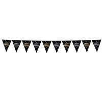 Folat B.V.- Folat 25049 Fiesta Cumpleaños Decoración Negro Oro Plata Bandera Banner - Shining Glam - 4 metros, Color