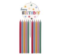 Folat B.V.- Folat 26870 Decoración Blanca con Estrellas de Colores-Juego de Velas-Starburst-9,5 cm-11 Piezas-Cumpleaños Feliz y Colorido para niños y Adultos, Multicolor