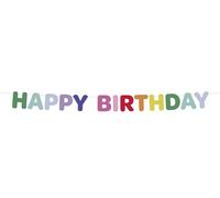 Folat B.V.- Folat 27787 Decoración de cumpleaños Coloridas-Banner de Letras-Fieltro-Happy Birthday-Stripetastic-4 m-Artículos de Fiesta para niños y Adultos, Multicolor