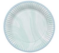 Folat B.V.-Folat 61918 Vajilla Ø 23cm 8 piezas Azul Mármol-Platos de papel para Cumpleanos, Fiesta infantil, Despedida de Soltera, Compromiso, Boda, Aniversario, sin estampado, color, 23 centimeters
