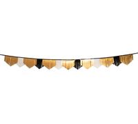 Folat B.V.- Folat 63750 Guirnalda de Flecos-BlackGold HNY-Festoneado Dorado/Blanco-Nochevieja Decoracion Fin Oro Negro, Feliz año Nuevo, Happy New Year, Multicolor