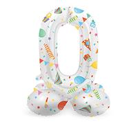 Folat B.V.-Folat 63960 Aluminio Número Figura 0 Joyful Party Multicolor 72 cm-decoración globos para cumpleaños, aniversario (no se necesita helio), talla única