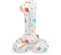 Folat B.V.-Folat 63961 Aluminio Número Figura 1 Joyful Party Multicolor 72 cm-decoración globos para cumpleaños, aniversario (no se necesita helio), talla única