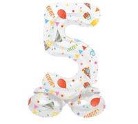 Folat B.V.-Folat 63965 Aluminio Número Figura 5 Joyful Party Multicolor 72 cm-decoración globos para cumpleaños, aniversario (no se necesita helio), talla única