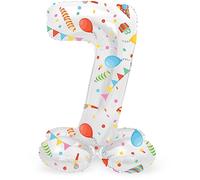 Folat B.V.-Folat 63967 Aluminio Número Figura 7 Joyful Party Multicolor 72 cm-decoración globos para cumpleaños, aniversario (no se necesita helio), talla única