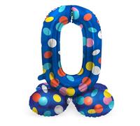 Folat B.V.-Folat 63970 Aluminio Número Figura 0 Colorful Dots Multicolor 72 cm-decoración globos para cumpleaños, aniversario (no se necesita helio), talla única