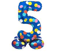 Folat B.V.-Folat 63975 Aluminio Número Figura 5 Colorful Dots Multicolor 72 cm-decoración globos para cumpleaños, aniversario (no se necesita helio), talla única
