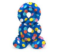 Folat B.V.-Folat 63978 Aluminio Número Figura 8 Colorful Dots Multicolor 72 cm-decoración globos para cumpleaños, aniversario (no se necesita helio), talla única