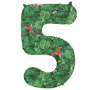 Folat B.V.-Folat 64155 Aluminio Número Figura 5 Jungle Vibe Verde 86 cm-decoración globos de helio para cumpleaños, aniversario, color, cm