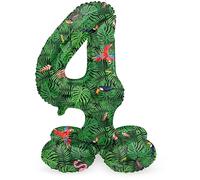 Folat B.V.-Folat 64734 Aluminio Número Figura 4 Jungle Vibe Verde 41 cm-decoración globos para cumpleaños, aniversario (no se necesita helio), color, talla única