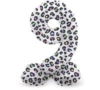 Folat B.V.-Folat 64749 Aluminio Número Figura 9 Bright Panther Blanco Negro 41 cm-decoración globos para cumpleaños, aniversario (no se necesita helio), color carbón, talla única