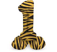 Folat B.V.-Folat 64751 Aluminio Número Figura 1 Tiger Chic Naranja 41 cm-decoración globos para cumpleaños, aniversario (no se necesita helio), color carbón, talla única
