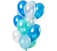 Folat B.V.-Folat Azules Metálicos 30cm-15 piezas Globos de látex para Aire y Helio para Fiestas, Cumpleaños, Bodas, color, 30 cm (69755)