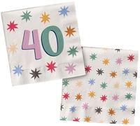 Folat B.V.- Folat Decoración Blanca con Estrellas de colores-Servilletas-40-Starburst-33 x 33 cm-20 Piezas-Vajilla de Fiesta Alegre y Colorida para cumpleaños de niños y Adultos, Multicolor (26877)