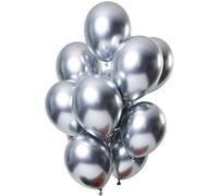 Folat B.V.- Folat Espejo Efecto Plata 33cm-12 Piezas Globos de látex para Aire y Helio para Fiestas, Cumpleaños, Bodas, Color plateado, 30 cm (69710)