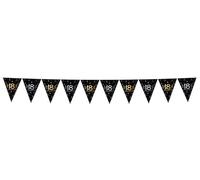 Folat B.V.- Folat Fiesta Cumpleaños Decoración negro Oro Plata Guirnalda de banderines-18-Shining Glam-4 Metros, Color (25065)