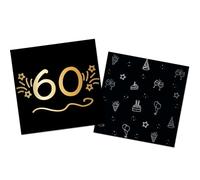 Folat B.V.- Folat Fiesta Cumpleaños Decoración negro Oro Plata Servilletas-60-Shining Glam-33 x 33 cm-16 Piezas, Color (25059)
