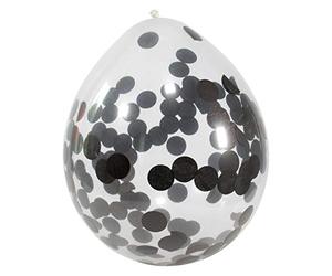 Folat B.V- Folat Globos con Confeti Negro 30 cm - 4 Piezas, Color, Costumes (08599)