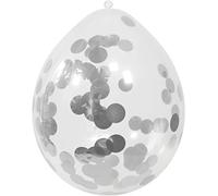 Folat B.V- Folat Globos con Confeti Plateado 30 cm - 4 Piezas, Color, Costumes (08595)