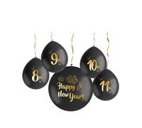 Folat B.V.- Folat Globos de Latex-Juego de Cuenta Regresiva-BlackGold HNY-33 cm & 61 cm-5 Piezas-Nochevieja Decoracion Fin Oro Negro, Feliz año Nuevo, Happy New Year, Multicolor (63766)