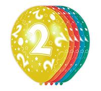 Folat B.V.- Folat Número 2 Año Helio Adecuado Metálico Globos-Multicolor-12In/30cm, Multicolor (19302)