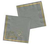 Folat B.V.- Folat Servilletas Golden Dawn 33x33cm-20 Piezas, Color gris, Mittel (68486)