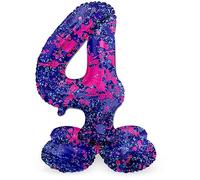 Folat B.V.-Folienballon stehend Zahl 4 Folat 63924 Aluminio Número Figura 4 Paint Splash Morado 72 cm-decoración globos para cumpleaños, aniversario (no se necesita helio), color carbón, talla única