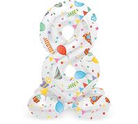 Folat 63968 Globo de Aluminio Número Figura 8 Joyful Party Multicolor 72 cm - decoración globos para cumpleaños, aniversario (no se necesita helio)
